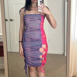 AVAVAV Pink & Purple Mini Cutout Dress